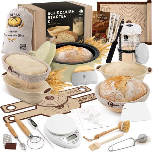Sourdough Starter Kit with Dutch Oven and Scale - Complete Sourdough Kit with Proofing Baskets, 34oz Jar, Slings, and Other Premium Bread Making Tools