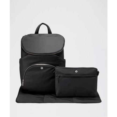 Lululemon New Parent Backpack Black 17L w/ Cross Body And Diaper Changing Mat