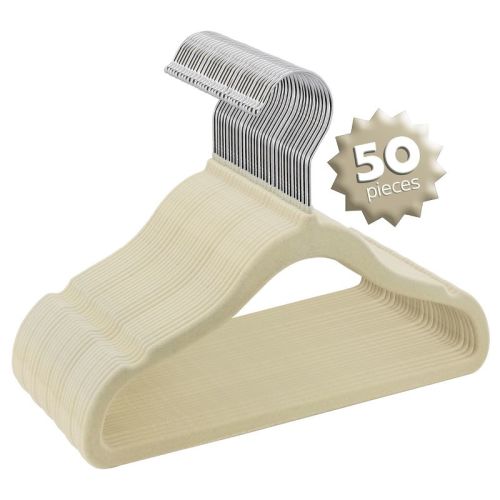 Elama Home 50 Piece Kids Non-Slip Velvet Cloths Hangers with Notched Shoulders