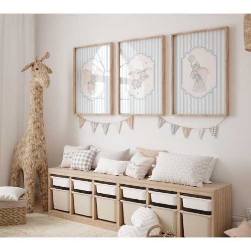 Set of 3 Dumbo Nursery Wall Prints | Circus Digital Art Print | Circus Elephant Wall Print| Dumbo Prints| Nursery Decor |Printable Art| L446