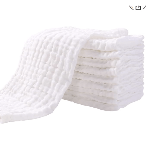 Yoofoss Muslin Burp Cloths for Baby 10 Pack 100% Organic Cotton Baby Washcloths for Boys Girls Large 20''X10'' Super Soft and Absorbent White