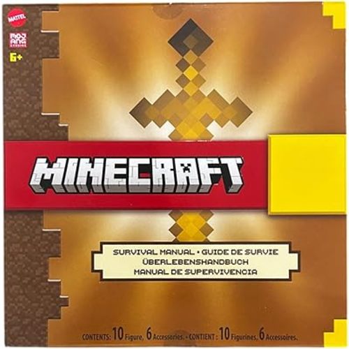 Mattel Minecraft Survival Manual Figure Set – 10 Collectible Figures & 6 Accessories – Official Toy for Kids Ages 6+