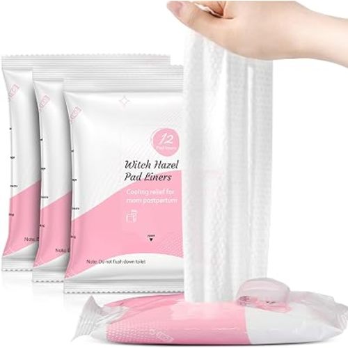 UHdod Postpartum Witch Hazel Pads, Perineal Wipes Cooling Pad Liners 48 Ct