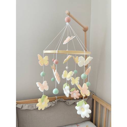 Handmade Butterfly Crib Mobile, Wool Felt Nursery Decoration