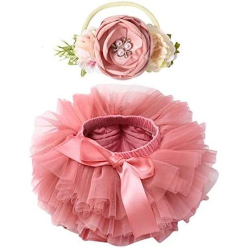 Tutu.kk Toddler Tutu Skirt for Baby Girl with Diaper Cover, Soft Baby Tutu Dress 0-36 Months with Flower Headband