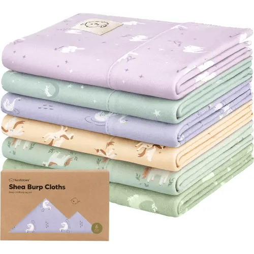 Organic Burp Cloths Baby Boy, Girl - 6-Pack Large Cotton Burping Cloths for Babies, Spit Up Rags, Super Absorbent, Ultra Soft Newborn Rag, Gender Neutral, Machine Washable, Durable (Lunaris)