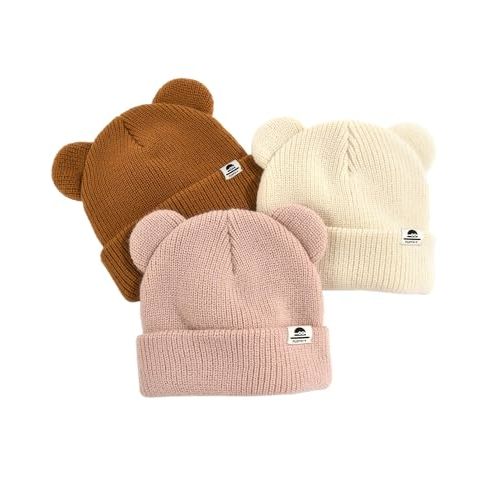 FURTALK Baby Beanie Winter Hat with Bear Ear for Infant Toddler Boys Girls Soft Knitted Skull Cap
