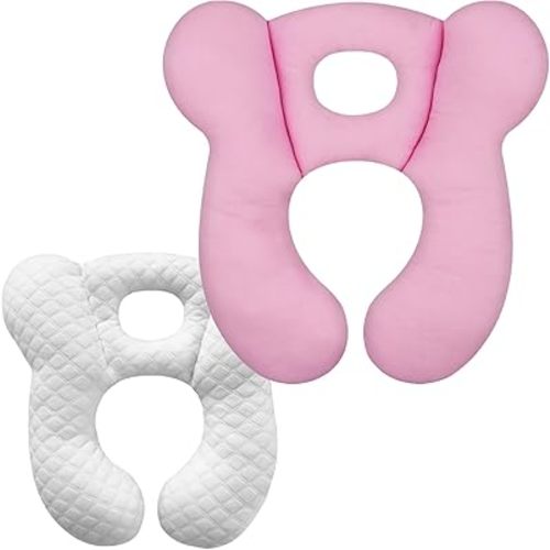 Baby Travel Pillow, Upgrade U-Shape Infant Pillow for Car Seat Pushchair and Stroller, Soft Comfortable Sleep Cushion for Kids Newborn and Toddler -Pink