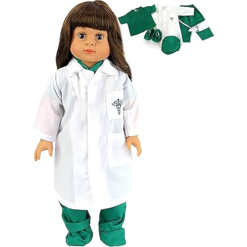 Green Doctor Scrubs Outfit for 18-Inch Dolls | Premium Quality & Trendy Design | Dolls Clothes
