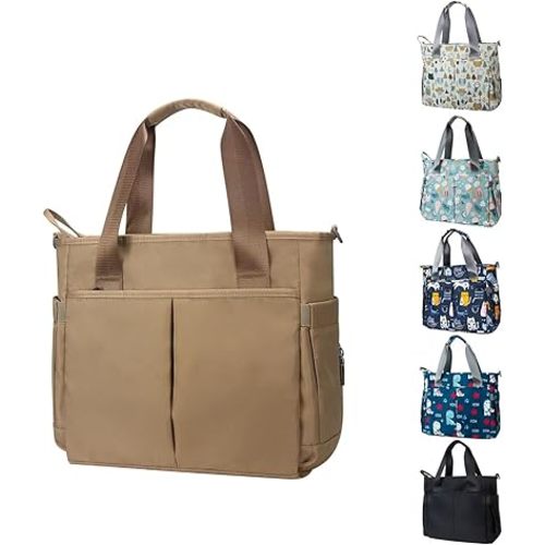 Diaper Bag Tote Satchel Waterproof Messenger Baby Diaper Bags for Mom and Dad Multifunction Medium Travel Tote Bags (Khaki)