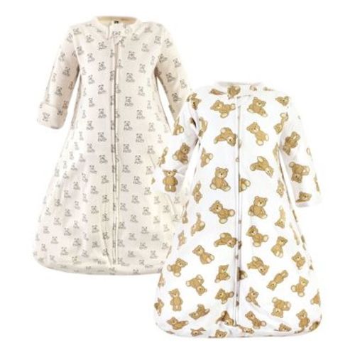 Hudson Baby Cotton Long-Sleeve Wearable Sleeping Bag, Sack, Blanket, Teddy Bear Long Sleeve, 12-18 Months