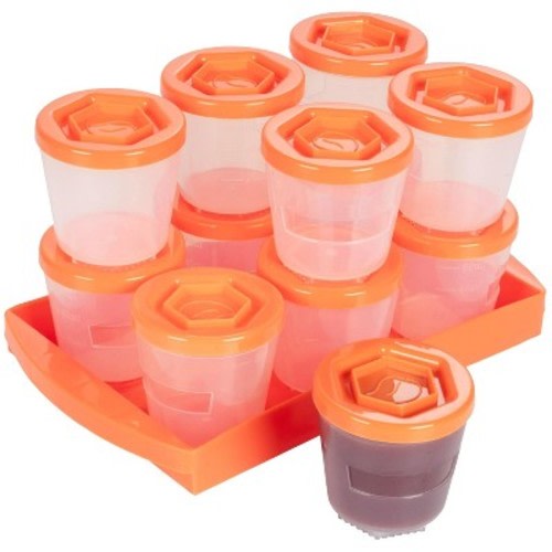 Baby Food Storage 2oz Containers w Lock-in-Place Storage Tray & Lids  - Dry-Erase, Leakproof, BPA-Free, Freezer, Microwave & Dishwasher Safe