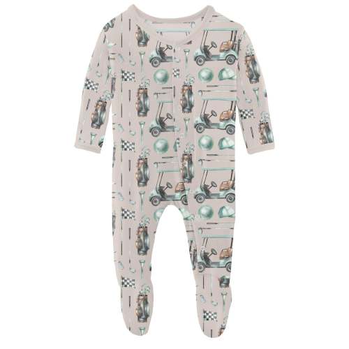 Print Footie with Snaps in Latte Golf