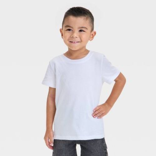 Toddler Boys' Short Sleeve Solid T-Shirt - Cat & Jack™ White 2T: Crew Neck, Pullover Style
