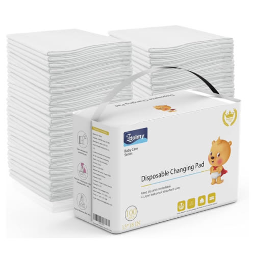 Disposable Changing Pad Liners (100 Pack) Super Soft, Disposable Changing Pads, Ultra Absorbent & Waterproof - Covers Any Surface for Mess Free Baby Diaper Changes (White)