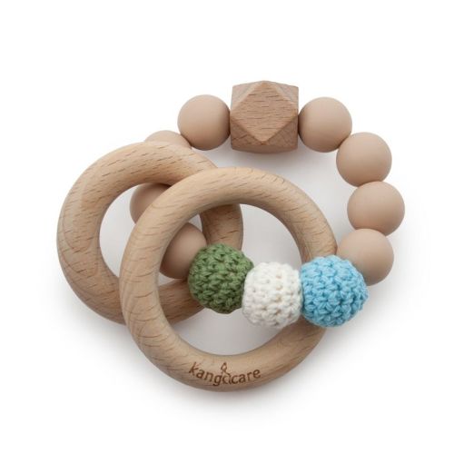 Kanga Care Silicone & Wood Crocheted Teething Ring :: Moss Tan