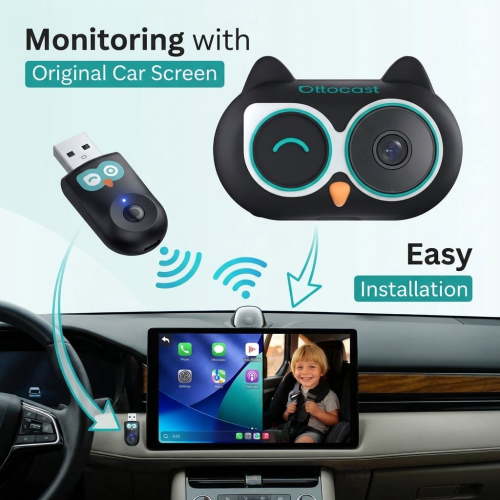 Ottocast 2026 New Cabin Care Wireless CarPlay Adapter Camera