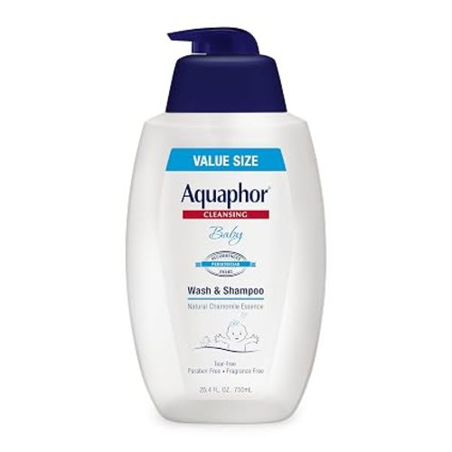 Aquaphor Baby Wash and Shampoo, Unscented Baby Shampoo and Wash, 25.4 Fl Oz Pump Bottle