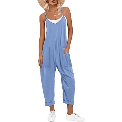 ANRABESS Jumpsuits for Women Casual Summer Overalls Sleeveless Spaghetti Strap Romper Jumpers Trendy Beach Vacation Outfits