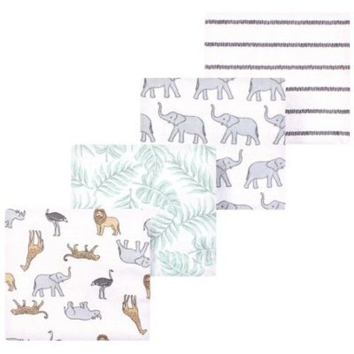 Luvable Friends Hudson Baby Cotton Poly Flannel Receiving Blankets 4pk, Safari Adventure