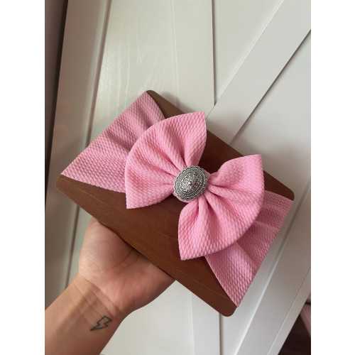 5” Bow on Headwrap w Western Concho - PINK