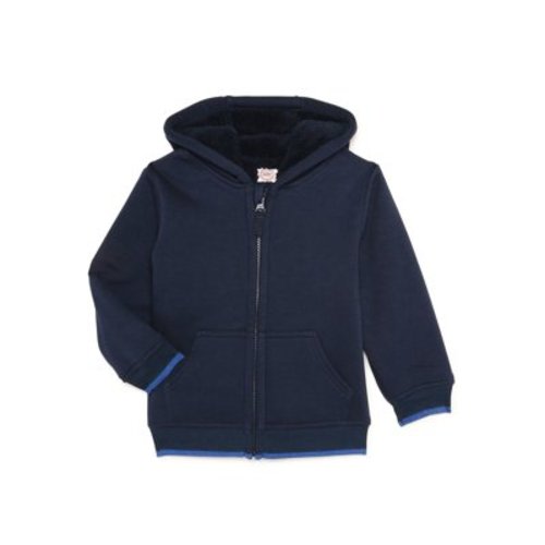 Wonder Nation Baby and Toddler Boy Sherpa Lined Hoodie, Sizes 12M-5T