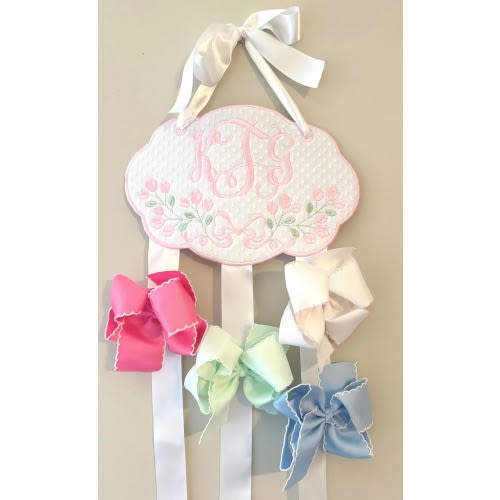 Monogram Hair Bow Holder: Floral Pattern- Hair Ribbon Organizer
