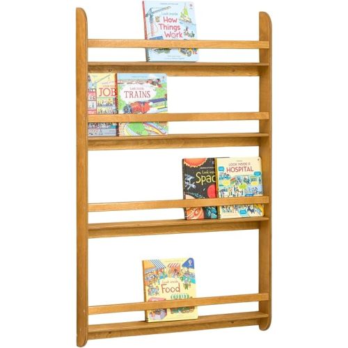 Montessori Wall-Mounted Bookshelf for Toddlers Toy Storage Shelf Organizer for Playroom and Classroom Floor Bookshelves for Kids Room (Oak, XL, 4)
