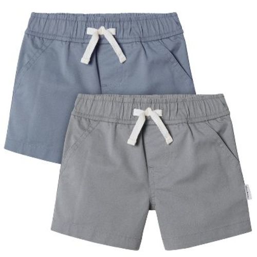 Gerber Baby Boys Grey/Blue Shorts, 2-Pack, 3-6 Months