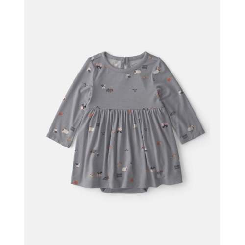 Baby Girl Halloween PurelySoft™ Long-Sleeve Bodysuit Dress - Grey | Carter's