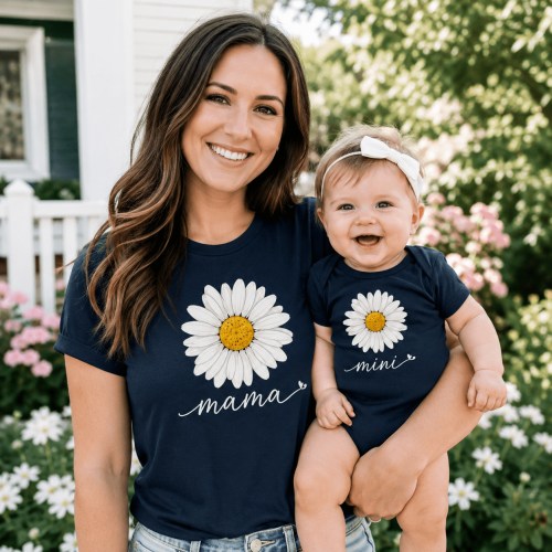 Mama Mini Daisy Shirt, Matching Mom And Baby Outfit, Mother Daughter Matching Tee, Floral Mama Shirt, New Mom Baby Shower Gift