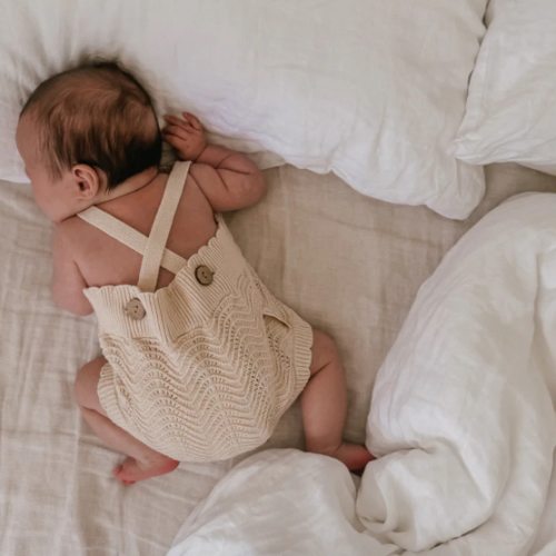 Knitted Newborn Onesie - Oat