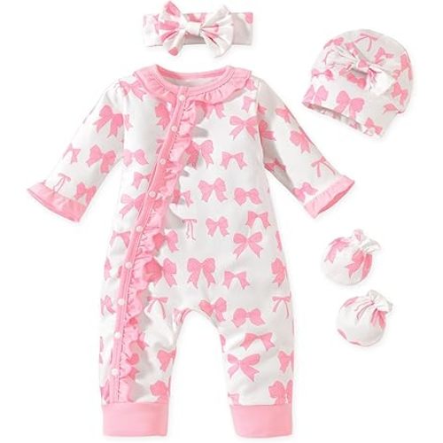 Aalizzwell Baby Girls Romper Outfit Fall Winter Clothes with Accessories