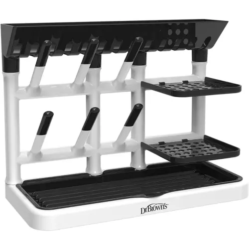 Dr. Brown's Drying Tower, Stand-Up Drying Rack, Countertop Baby Bottle Drying with Organized Storage for Baby Essentials, Space Saving Vertical Rack
