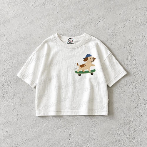 Baby & Kids Skateboarding Dog T-Shirt (6M-12Y)