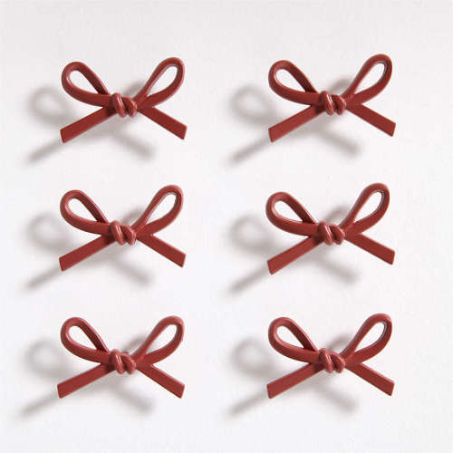 Set of 6 Red Bow Knob by Sharland England