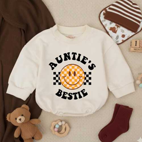 Auntie's Bestie Romper, Baby Romper, Newborn Romper, Gift from Aunt, Auntie Baby Shirt, Pregnancy Announcement For Baby, Baby Clothes