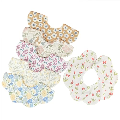 JUVA 6-Pack Organic Cotton Baby Bibs, Absorbent & Reversible, 360° Rotating Drool Bibs for Boys & Girls 0-24M