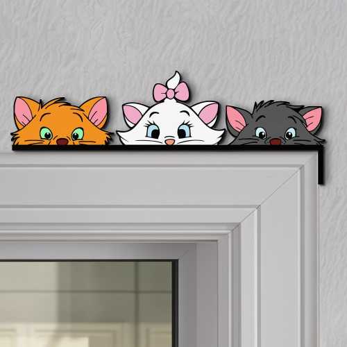 The Aristocats Peekaboo Peeking Peeker Door Corner Sign, Marie Toulouse Berlioz Cats Wooden Door Topper, Cat Lovers Gift , Disney Home Decor