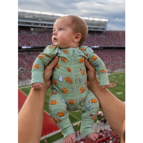 2-Way Zip Romper, Footballs Playing Football