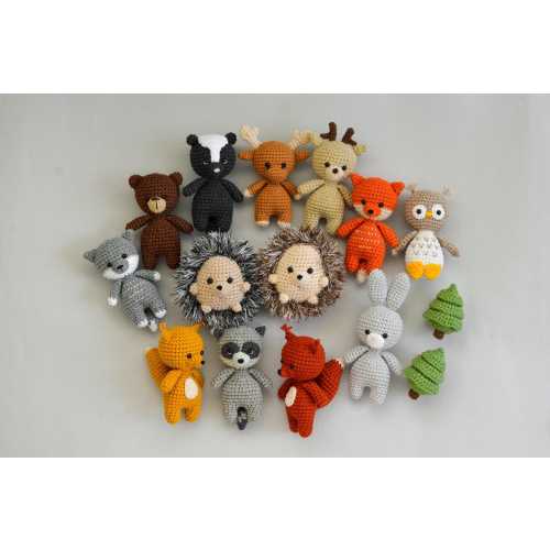Crochet Woodland Animal Baby Toy: Fox, Bear, Bunny, Deer