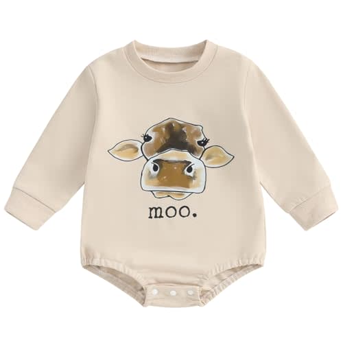Pudcoco Infant Baby Boys Girls Farm Animal Outfit Long Sleeve Sweatshirt Romper Jumpsuit Fall Clothes