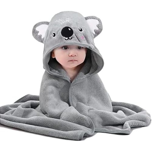 Baby Towels with Hood Ultra Soft Hooded Baby Towels Newborn, Unique Animal Design Baby Bath Towel for Boy and Girl, Koala, 80.00 x 80.00 cms