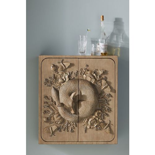 Handcarved Land & Sky Wall Cabinet