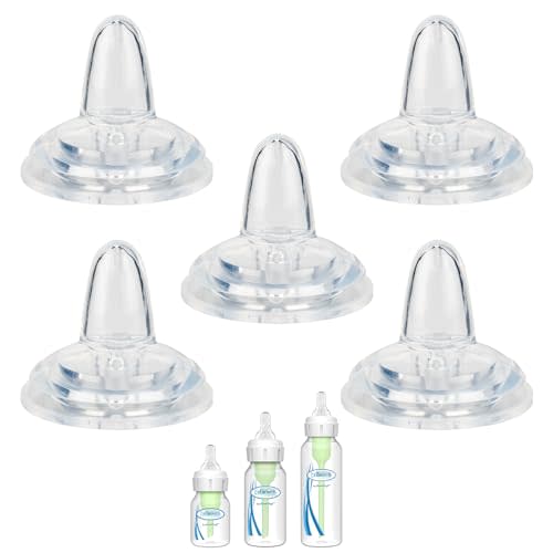Sippy Nipple for Dr. Brown's Narrow Bottle & Sippy Spout Bottle, Soft 100% Silicone Baby Bottle Straw Nipple, 6m+, 5 Count