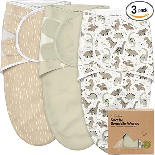 3-Pack Organic Baby Swaddle Sleep Sacks - Swaddles for Newborns, Infant 0-3 Months, Baby Girls, Boys, Soft & Snug Newborn Sleep Sack, Nursery Swaddling Blankets (Dino Ridge, OS)