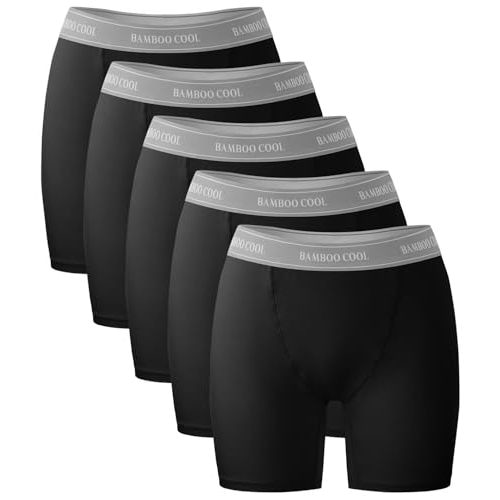 BAMBOO COOL Womens BoyShorts Underwear Full Coverage Ladies Panties High Waisted Boxer Briefs Breathable Stretch 5 Pack