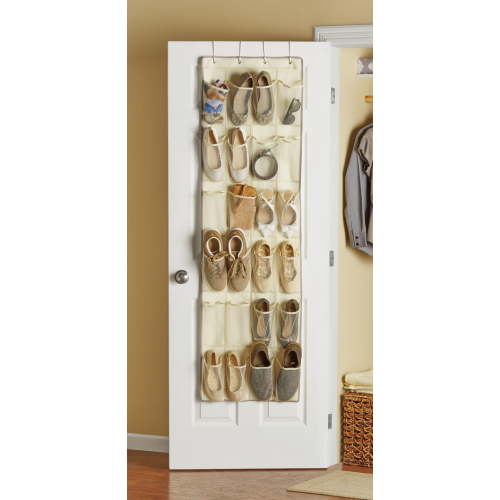Mainstays 24-Pocket Canvas Over the Door Closet Hanging Shoe Organizer for Storage