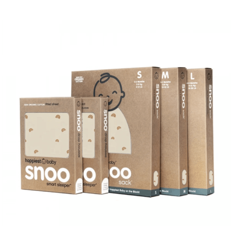SNOO Sleep Sack Bundle in Small, Medium, Large Sizes and Sheets (Tan Rainbow)