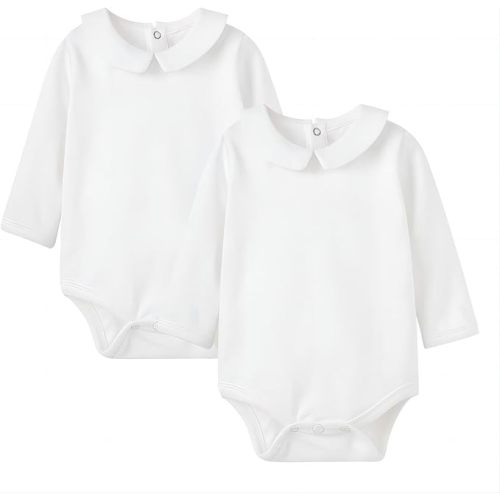 pureborn Baby Romper Bodysuits 2-Pack Unisex Soft Cotton One-Piece Outfit for Infant Boys Girls 0-24 Months